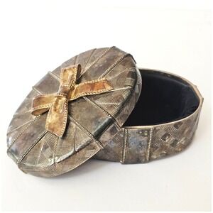 Vtg Godinger Silver Art Co‎ Silver Gold Plated Trinket Jewelry Box Lined M1120
